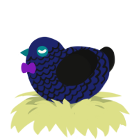 A navy and black chicken with a lace pattern