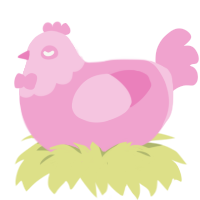 A pink chicken with a head pattern