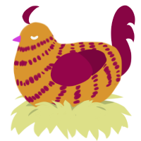 Why are you grilled, a orange and maroon chicken with a bar pattern