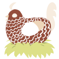 Hazelnut Frappe, a russet and cream chicken with a lace pattern