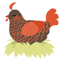 Scoria, a bark and vermilion chicken with a lace pattern