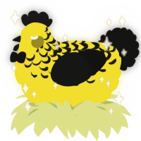 Bumblebee, a yellow and black chicken with a half-lace pattern