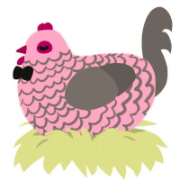 Full Bloom, a rose and grey chicken with a lace pattern