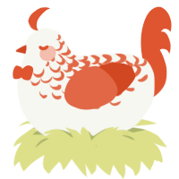 A white and vermilion chicken with a half-lace pattern