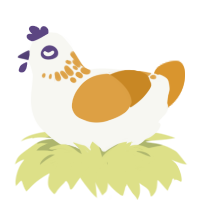 A white and orange chicken with a neck-speckle pattern
