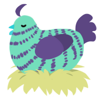 A mint and overcast chicken with a bar pattern