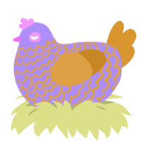 Cow Online World, a lilac and orange chicken with a lace pattern