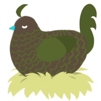 A bark and olive chicken with a lace pattern