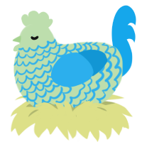 A gluppy and sky chicken with a lace pattern