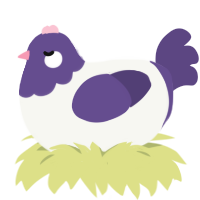 A white and overcast chicken with a head pattern