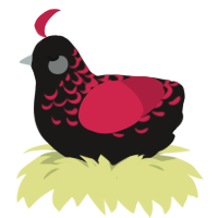 reeree, a sable and crimson chicken with a half-lace pattern