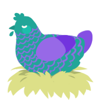 ultraviolet dragon, a turquoise and blurple chicken with a lace pattern