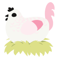 Cupid, a white and rose chicken with a half-lace pattern