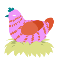A lavender and vermilion chicken with a bar pattern