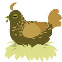 A olive and gold chicken with a half-lace pattern