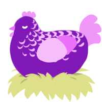 Lavender, a violet and lavender chicken with a half-lace pattern