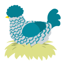Merly, a mist and sea chicken with a lace pattern