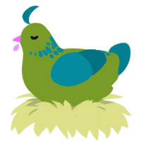 Lilypad, a chartreuse and sea chicken with a neck-speckle pattern