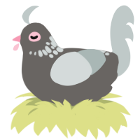 A grey and silver chicken with a neck-speckle pattern