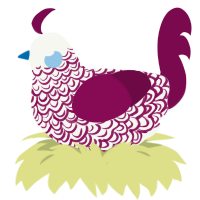 Garnet Kintsugi, a white and wine chicken with a double-lace pattern