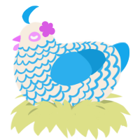 A cream and sky chicken with a lace pattern