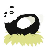 Panda1, a black and white chicken with a head pattern