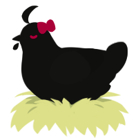 CATGIRL SWITCHBLADE, a black chicken