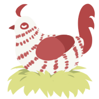 Candycane, a white and red chicken with a bar pattern