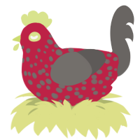 (unnamed), a crimson and grey chicken with a speckle pattern