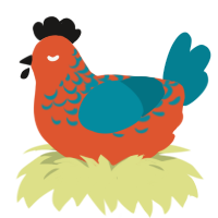 A vermilion and sea chicken with a half-lace pattern