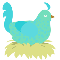A mint and aqua chicken with a speckle pattern