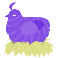 A blurple chicken with a bar pattern