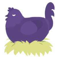 A overcast chicken with a head pattern