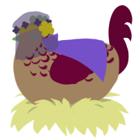 A beige and maroon chicken with a half-lace pattern