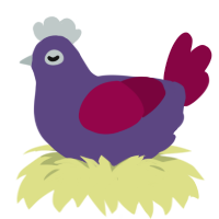 A overcast and maroon chicken