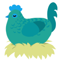 A turquoise and teal chicken with a half-lace pattern