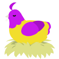 A yellow and amethyst chicken with a head pattern