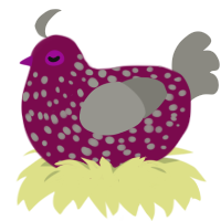 A wine and ash chicken with a speckle pattern