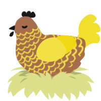 A brown and yellow chicken with a lace pattern