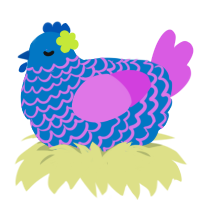 蓝莓, a sapphire and orchid chicken with a lace pattern