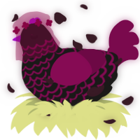 Chalice, a sable and wine chicken with a lace pattern