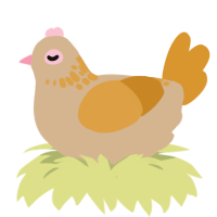 Yvette, a beige and orange chicken with a neck-speckle pattern