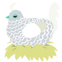 A mist and white chicken with a lace pattern