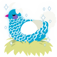 Jalid, a cerulean and white chicken with a lace pattern