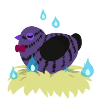 A overcast and black chicken with a bar pattern