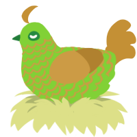 A grass and gold chicken with a lace pattern