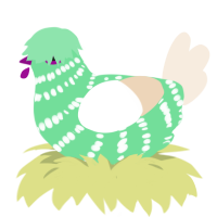 A spring and cream chicken with a bar pattern
