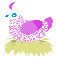 MAIKA, a white and orchid chicken with a double-lace pattern