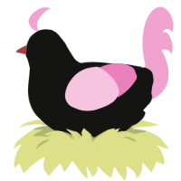 Night Bloom, a black and pink chicken