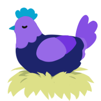 A navy and blurple chicken with a head pattern